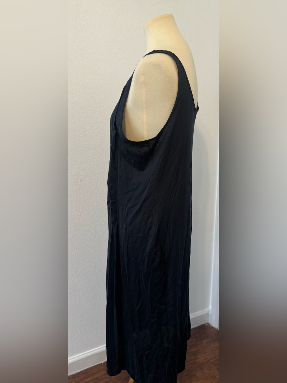 Hanro Switzerland Mercerized Cotton Black Slip Dress Minimalist Luxury Lounge Lg - Picture 3 of 11